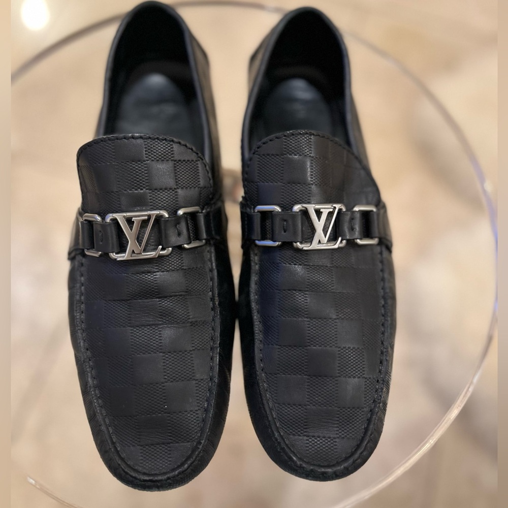 Louis Vuitton Men’s Hockenheim Damier Black Loafers 8 1/2